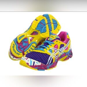 Asics Yellow and Blue Sneakers Vibrant Athletic Design